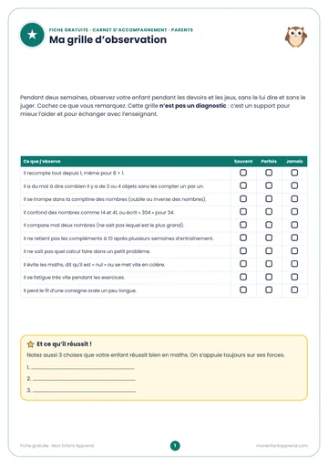 Aperçu de la fiche gratuite Le carnet d’accompagnement des parents